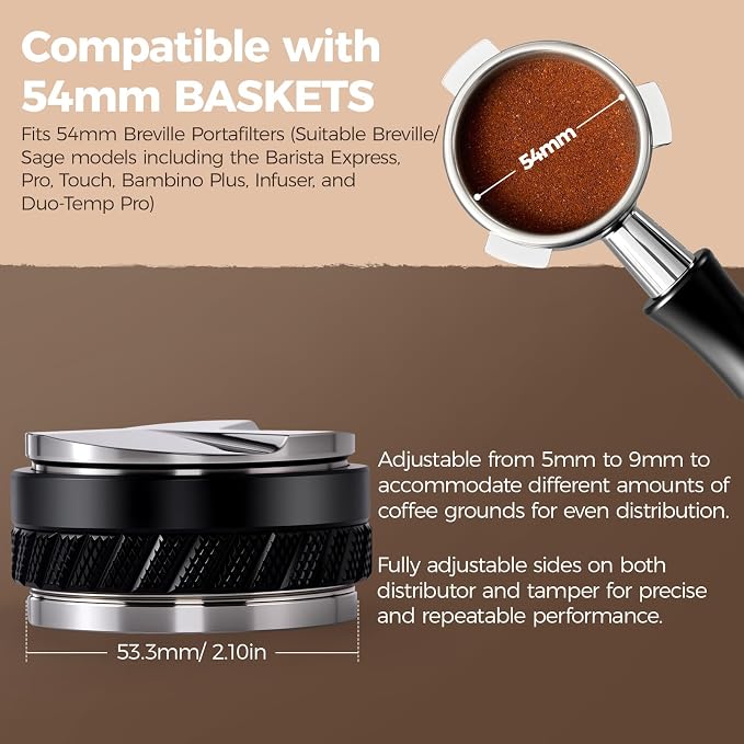 MEION Coffee Distributor & Tamper 53.3mm, Double-Sided Espresso Leveler - Image 4