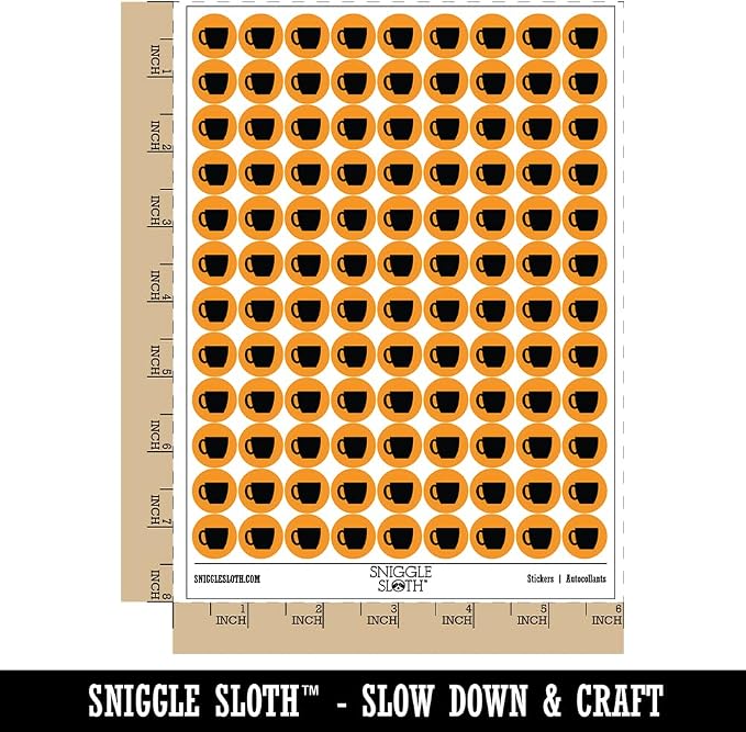 Coffee Mug Cup Solid 200+ Round Stickers - Image 2