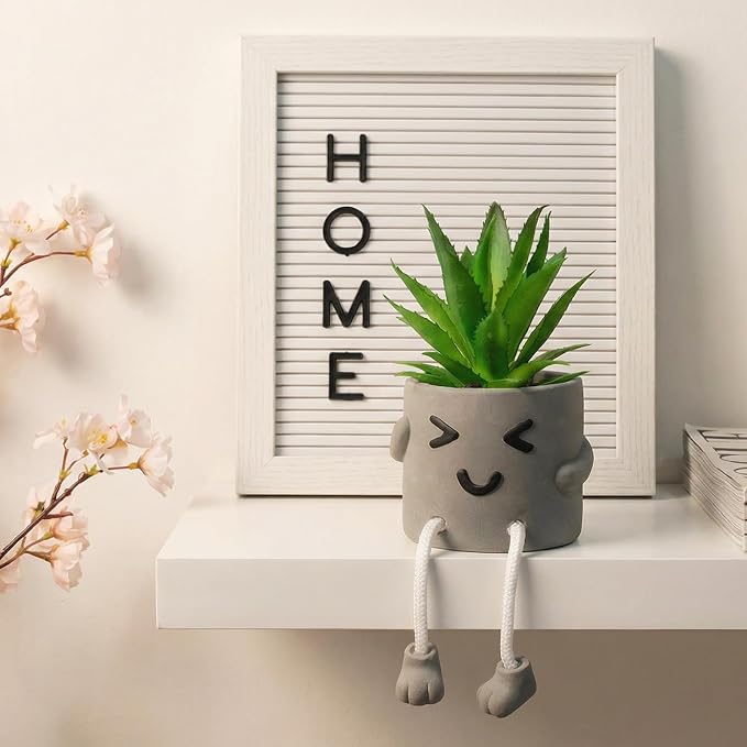 Cute Artificial Succulent Plant in Cement Pot - Image 2