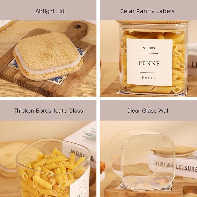 6 Pack Square Glass Pantry Storage Containers - Image 4