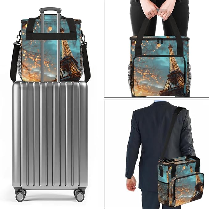 Eiffel Tower At Night Coffee Maker Carring Bag, Large Insulated Storage - Image 7