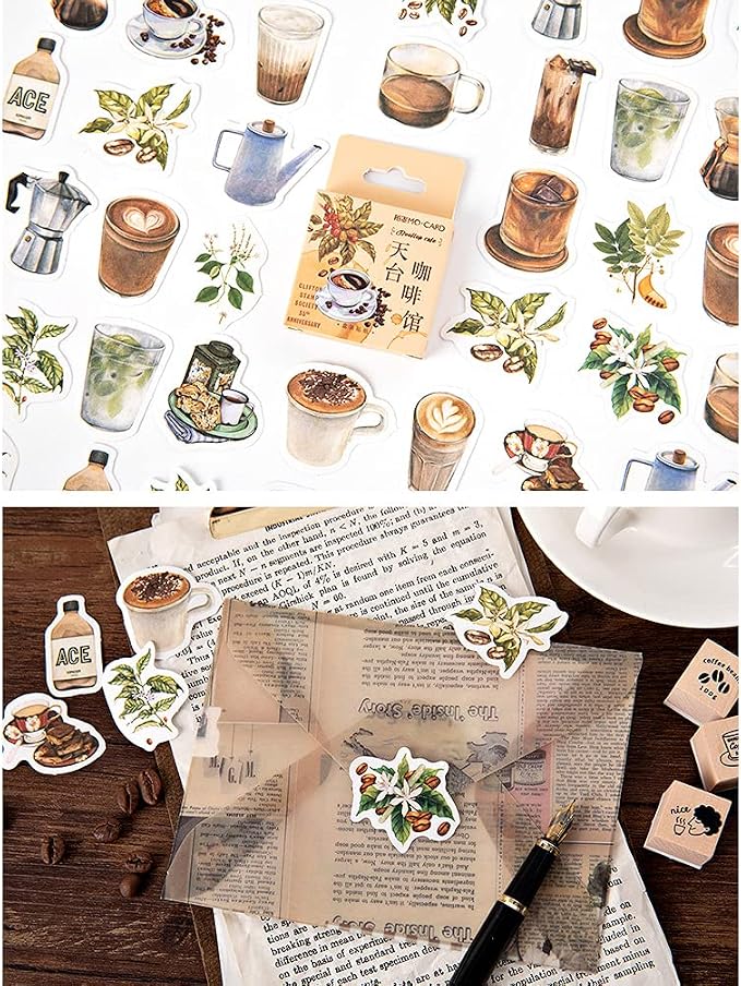 Scrapbooking DIY Sticker Set Coffee Drink Coffee Beans Branch Cup Pot - Image 6