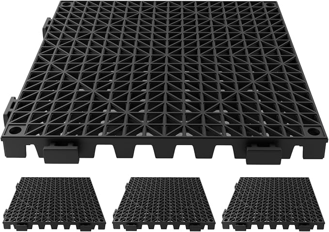 Tioncy 4 Pcs Bar Countertop Supplies Interlocking Mats 12 x 12 Inch Black Shelf by Tioncy