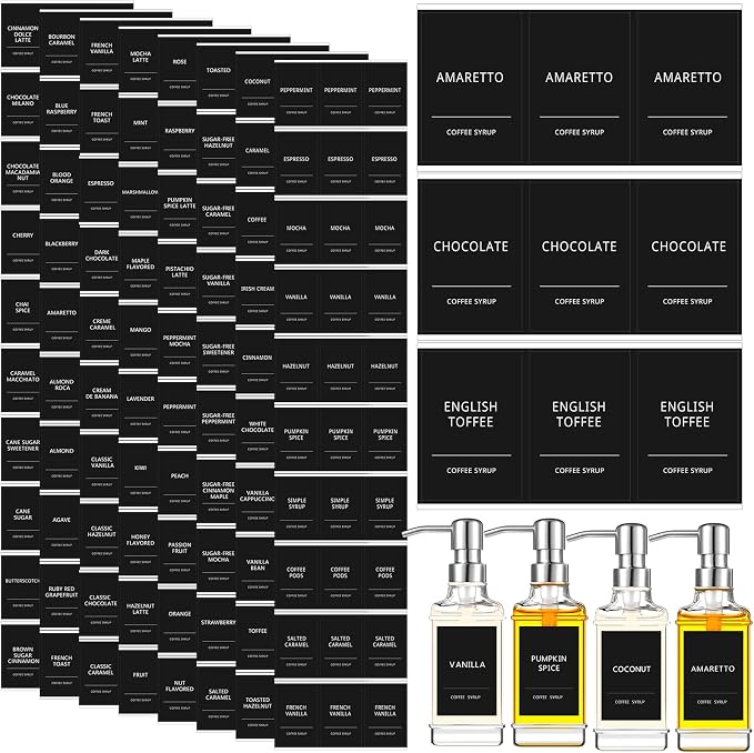 Sabary 118 Pcs Coffee Syrup Labels by Sabary
