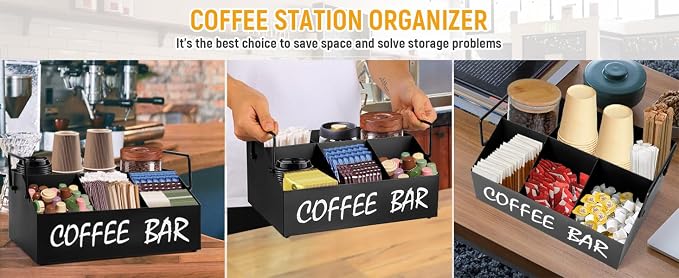 Coffee Station Organizer for Countertop, 5Compartments Coffee Bar Accessories - Image 6