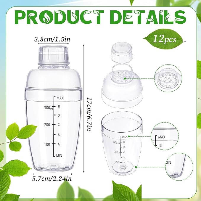 12 Pcs Plastic Cocktail Shaker - Image 2