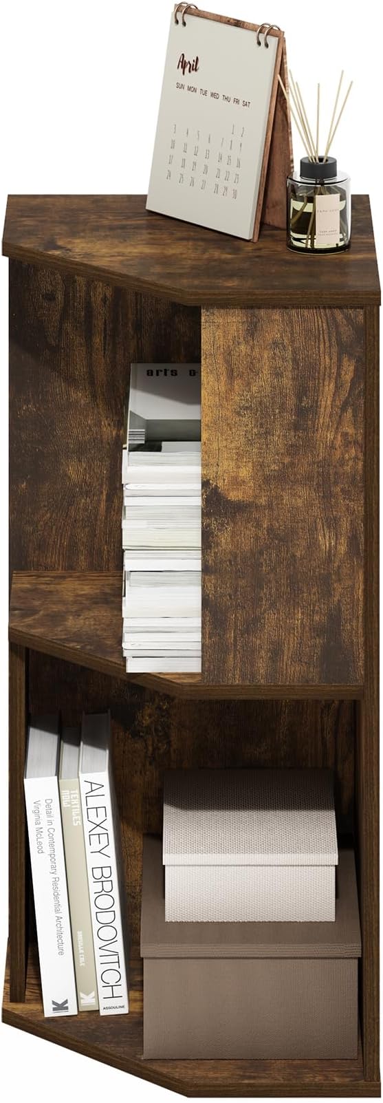Furinno ECON Corner Shelf, 2-Tier Corner Book Shelf, Standing Storage Shelves - Image 4