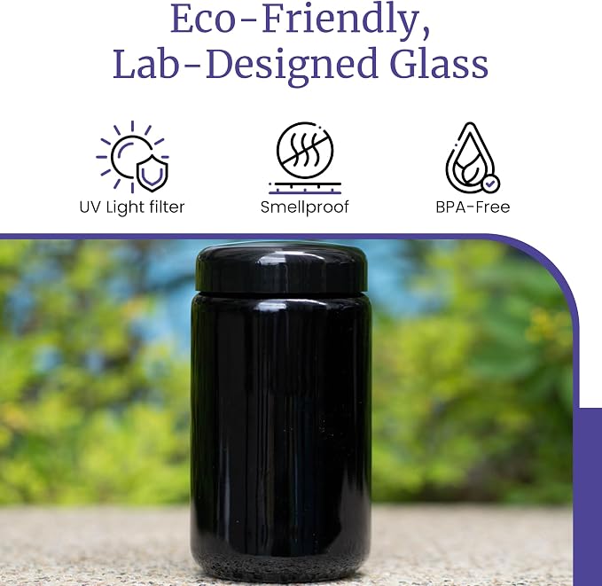 Infinity Jars Classic UV Glass Jar 400ml Airtight Black Screw-Top Container - Image 8