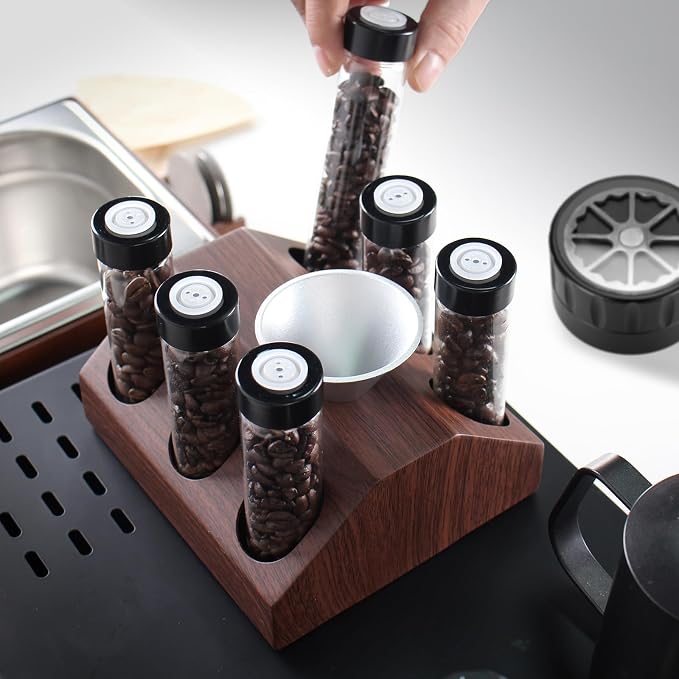 DIBTSA Coffee Bean Cellars, 6 Single Dose Espresso Beans Storage Container Tubes - Image 4