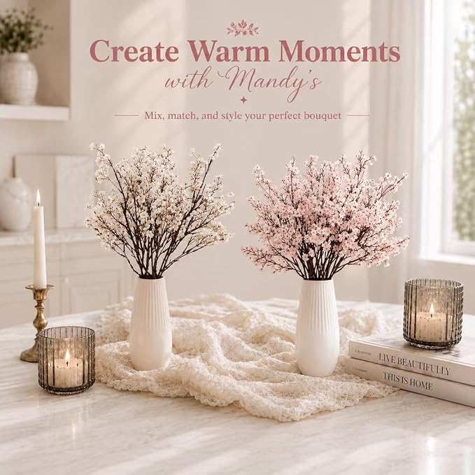 Mandy's 6 Bundles Artificial Light Pink Baby’s Breath Flowers | 18.5 Inch Silk - Image 9
