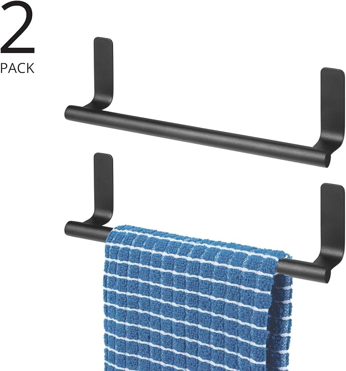 mDesign Steel Wall-Mounted Towel Rack Storage Holder - Image 2