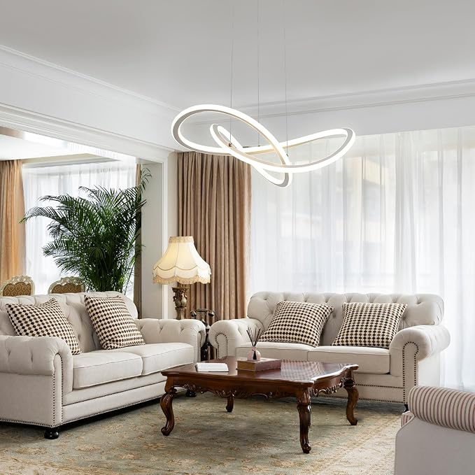 Modern LED Pendant Light Fixture Irregular Ring LED Chandelier Dimmable - Image 8