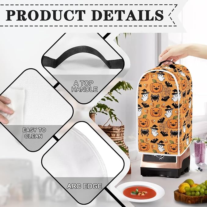 Cute Pumpkin Ghost Blender Dust Cover Anti Fingerprint Polyester Stand Mixer or - Image 4