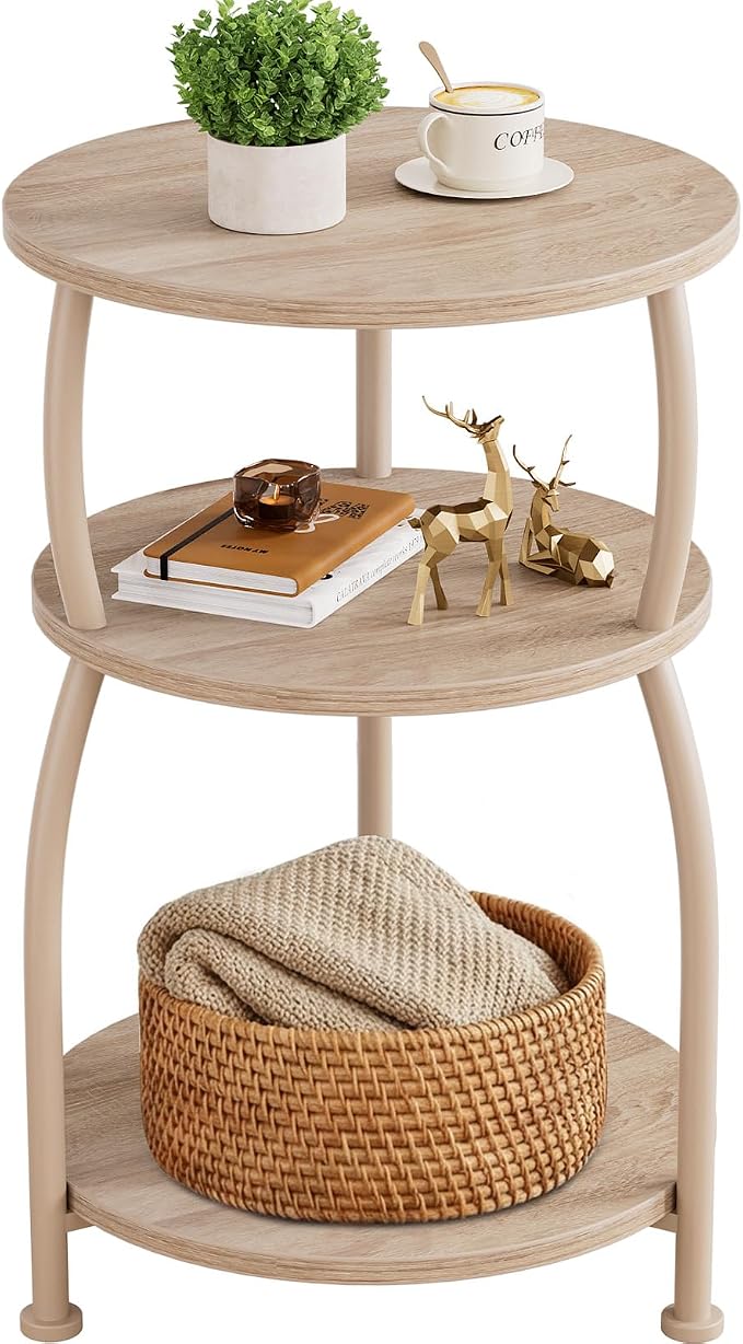 Round Side Table, 3-Tier End Table by designyourhome