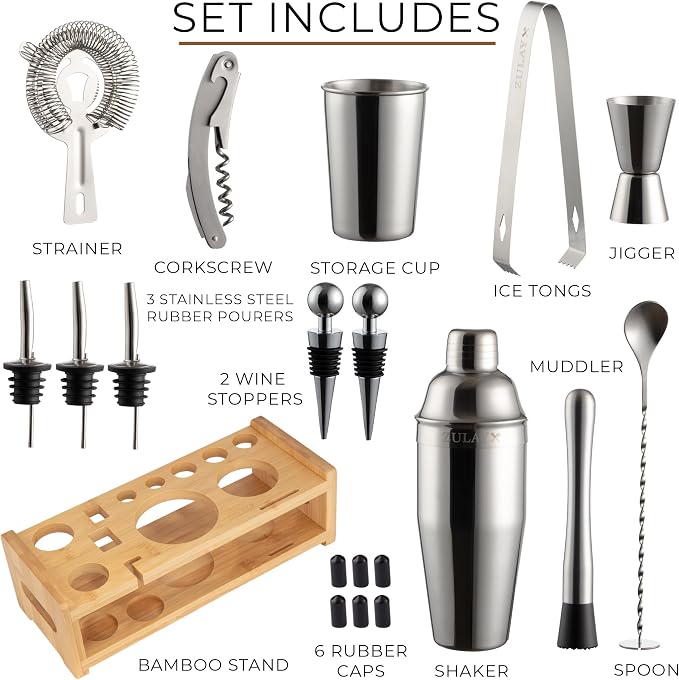 Zulay Kitchen 24 Piece Bartender Kit-Stainless Steel Bar Accessories - Image 2