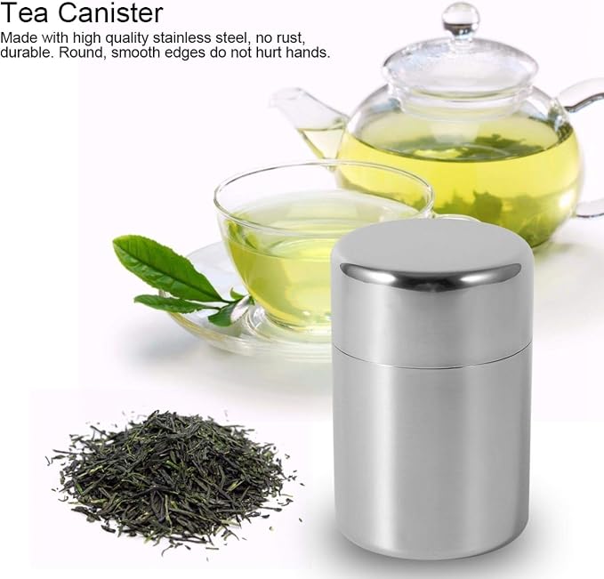 Tyenaza Tea Canister, Stainless Steel Tea Tins, Textured Tea/Coffee/Sugar - Image 5