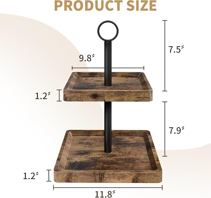 Tiered Tray Stand, Rustic Two Tier Decorative Tray - Image 3