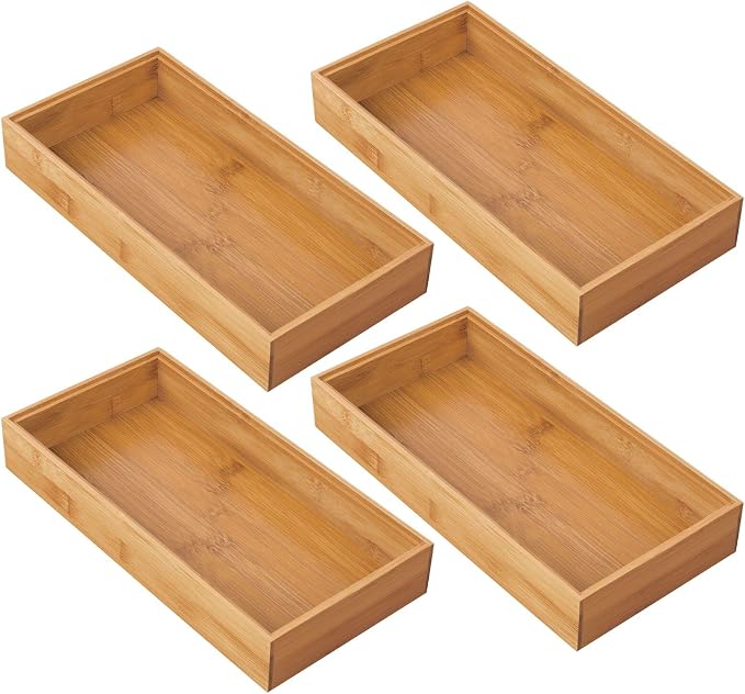 mDesign Wooden Bamboo Drawer Organizer - Image 9