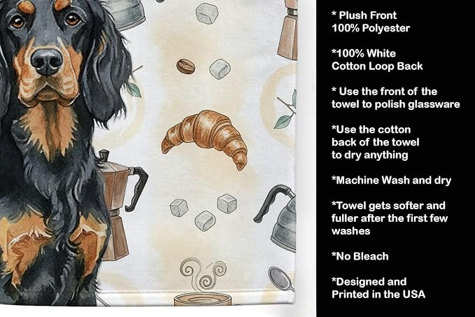 Caroline's Treasures Gordon Setter Coffee Bar Kitchen Towel Velour Plush Front - Image 4