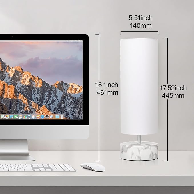 Touch Table Lamp with Metal Base Covered with Marble Grain, 3 Way Dimmable - Image 4