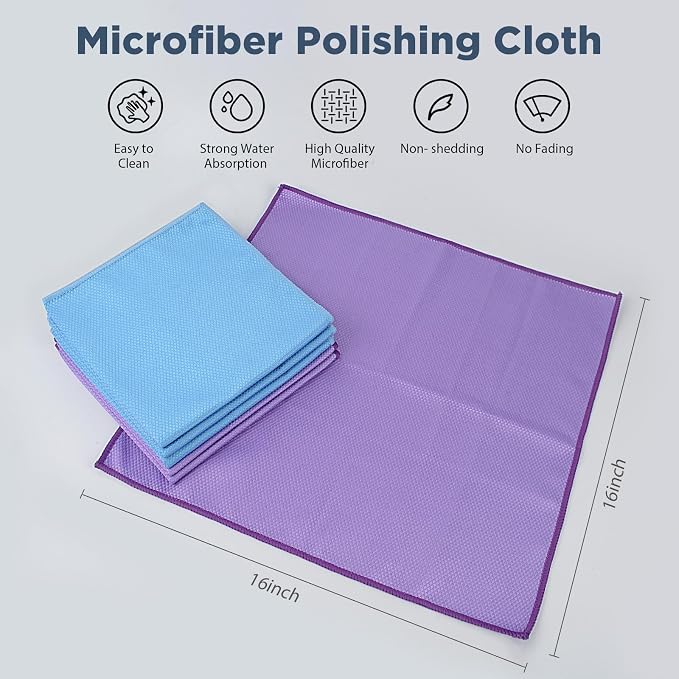 SINLAND Microfiber Glass Cleaning Cloth, Lint Free Cleaning Cloths - Image 2