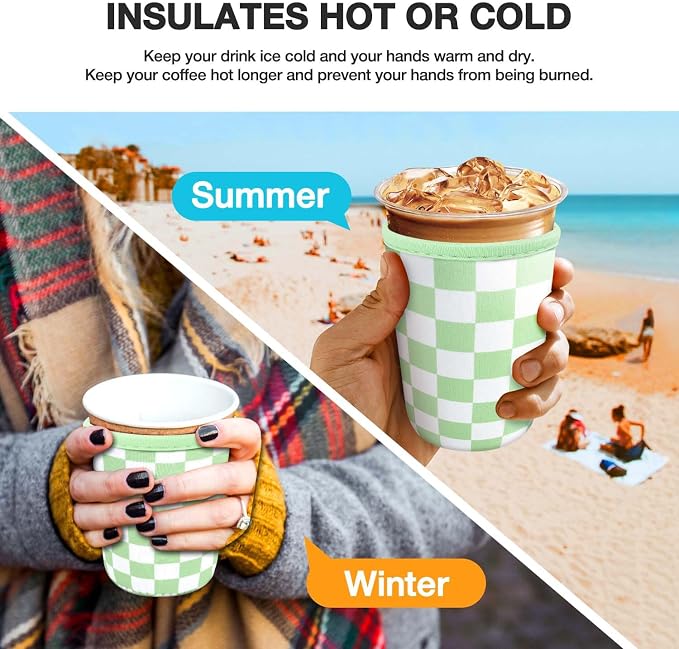 3 Pack Iced Coffee Cup Sleeve for Large Sized Cups, Reusable Neoprene Iced - Image 4