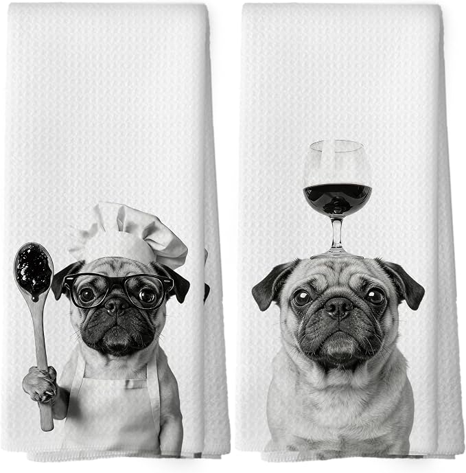 Funny Pug Hand Towels, Pug Gifts by XPH