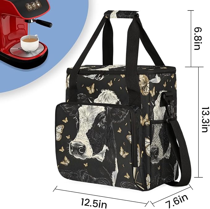 Cow Butterflies Coffee Maker Carring Bag, Large Insulated Storage Organizer - Image 2