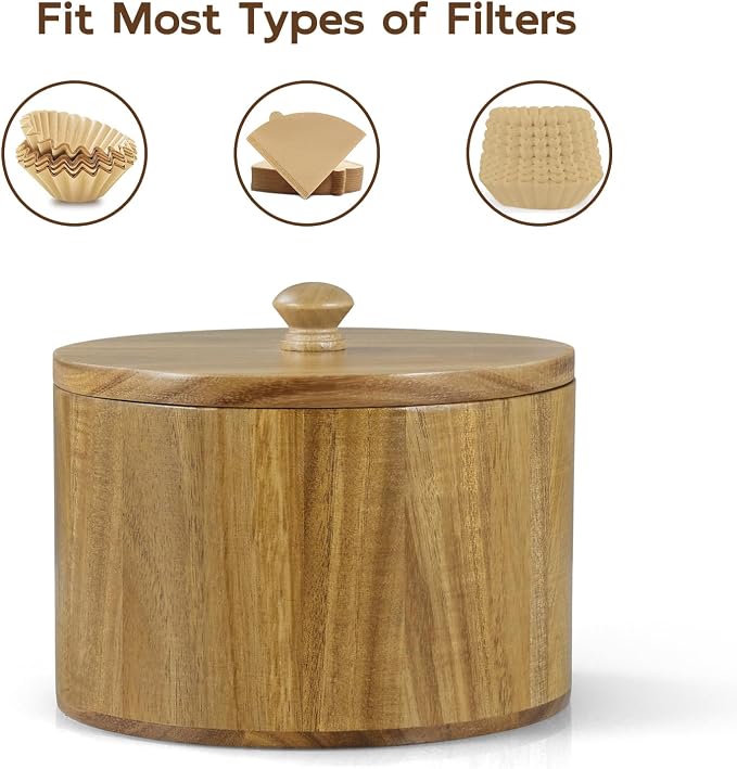 Coffee Filter Holder, Acacia Wood Filter Storage Container - Image 5