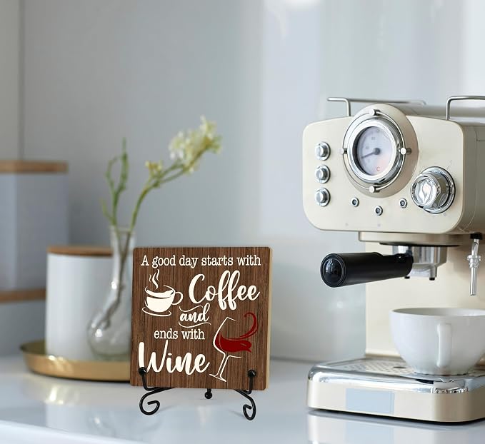 Coffee And Wine Desk Decor Sign, Rustic Wooden Sign - Image 6