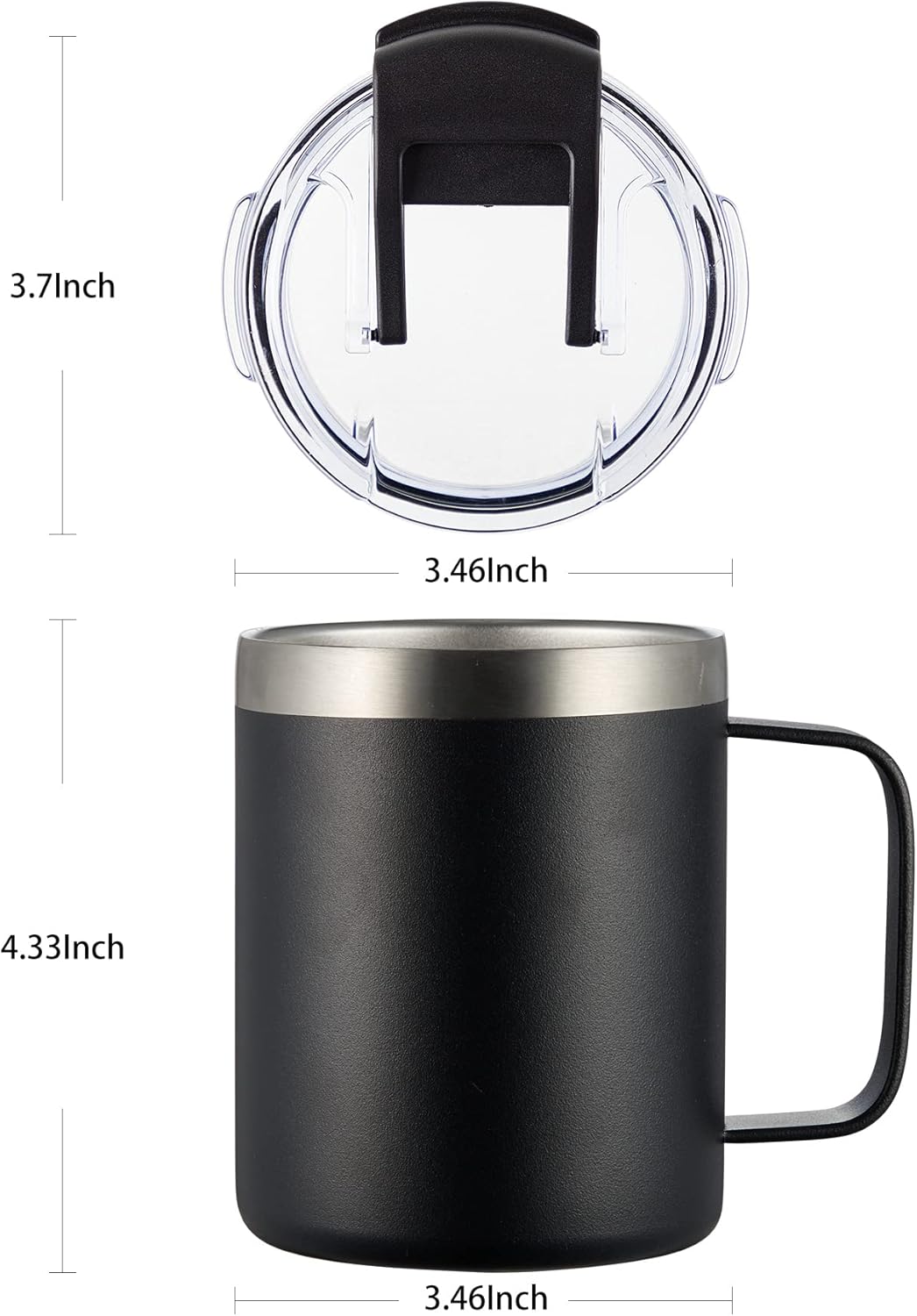 ALOUFEA 12oz Stainless Steel Insulated Coffee Mug with Handle, Double Wall Vacuum Tumbler Cup with Fliping Lid, Army Green, 2 Pack