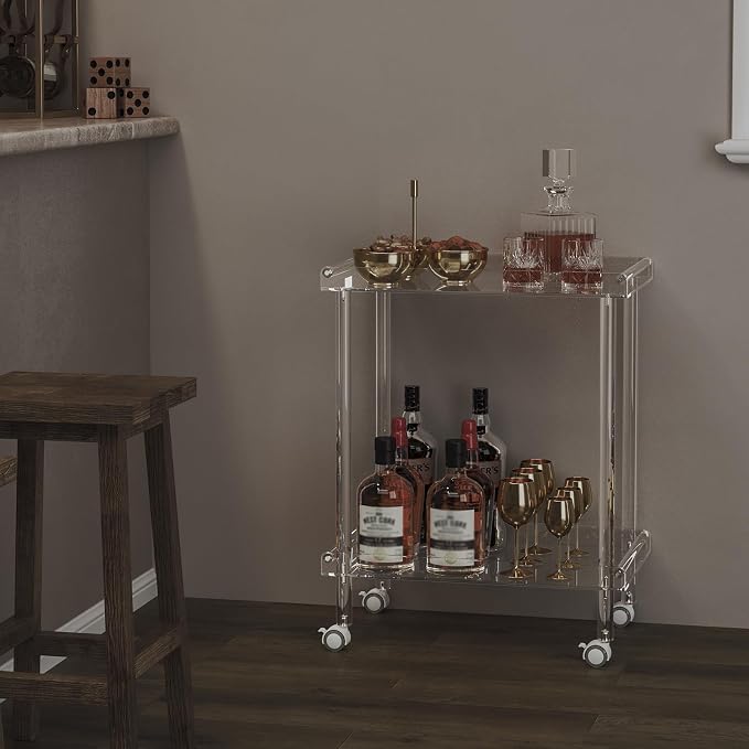 HMYHUM Acrylic Bar Cart, Rolling Serving Cart - Image 2