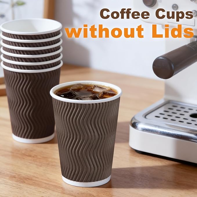 BYSNOW 500 Pack 12 oz Coffee Cups, Disposable Insulated Corrugated Ripple Wall - Image 4