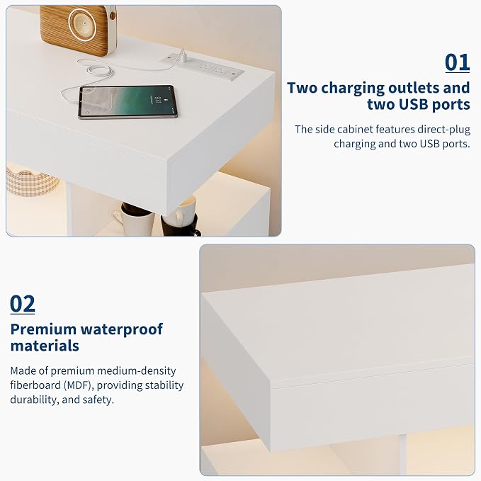 40" LED Buffet Cabinet with Charging Station, Smart Sideboard with RGB 16-Color - Image 4