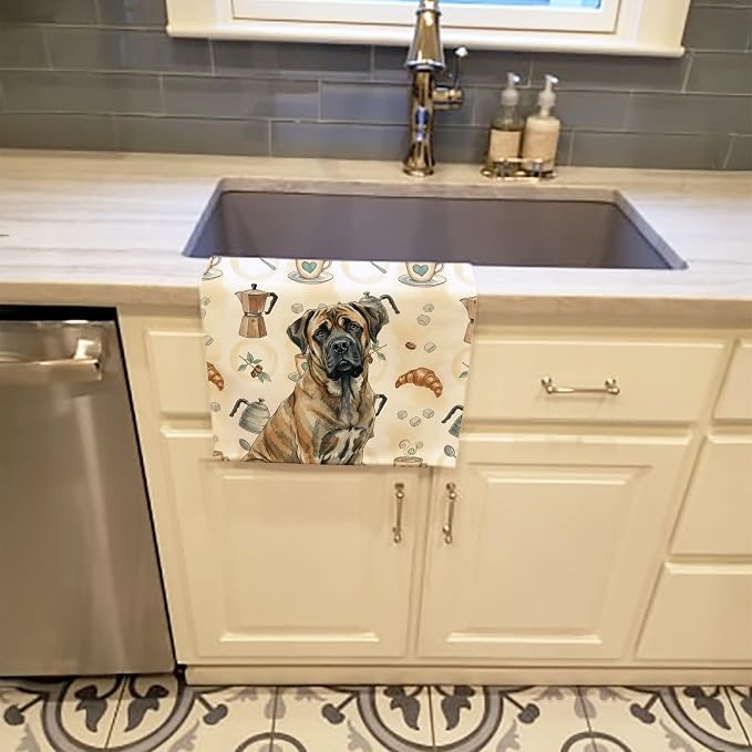Caroline's Treasures Brindle Mastiff Coffee Bar Kitchen Towel Velour Plush - Image 2