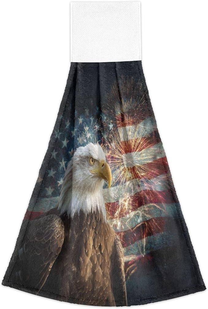 Dussdil Eagle Flag Patriotic Memorial Day Kitchen Hanging Towel USA Fireworks - Image 6
