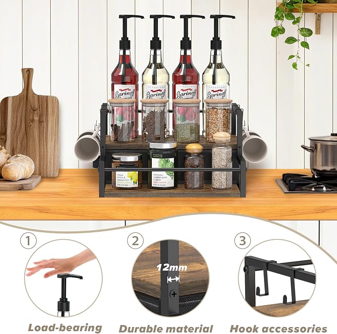Coffee Syrup Organizer for Countertop, 2-Tier Coffee Bar Organizer - Image 5