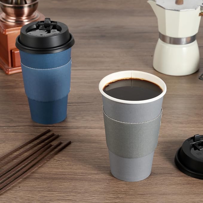 LITOPAK 100 Pack 16 oz Disposable Paper Coffee Cups - Image 5