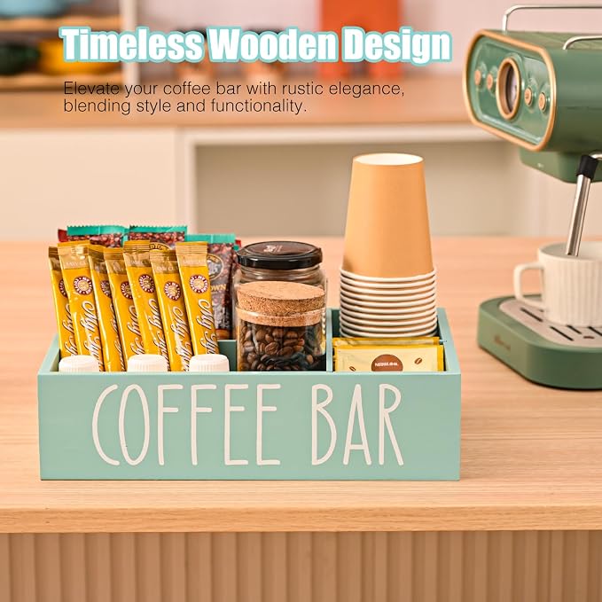 STORAGENIE Wooden Coffee Station Organizer – Removable Dividers, Storage - Image 3