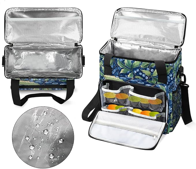 Summer Blueberries Print Coffee Maker Travel Bag, Portable Storage Tote Bag - Image 3