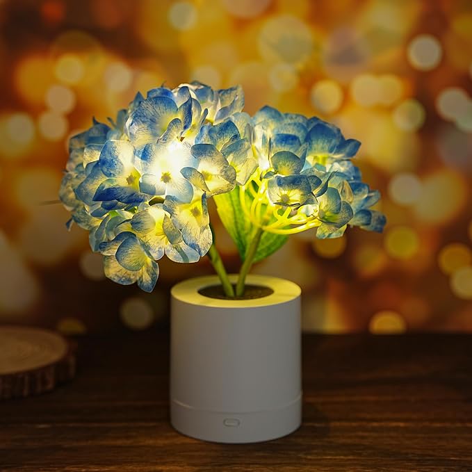 WSYEAR Blue Artificial Hydrangea LED Flower Lamp -Christmas Birthday Gifts by WSYEAR