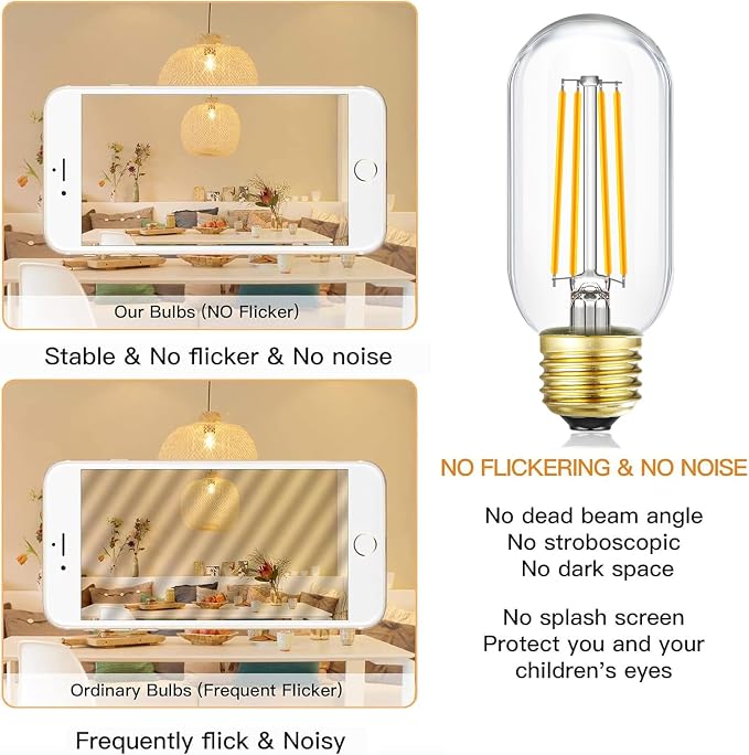 Leools E26 LED Bulb 8W Equivalent e26 led Bulb 75 Watt Dimmable E26 Edison Bulb - Image 4