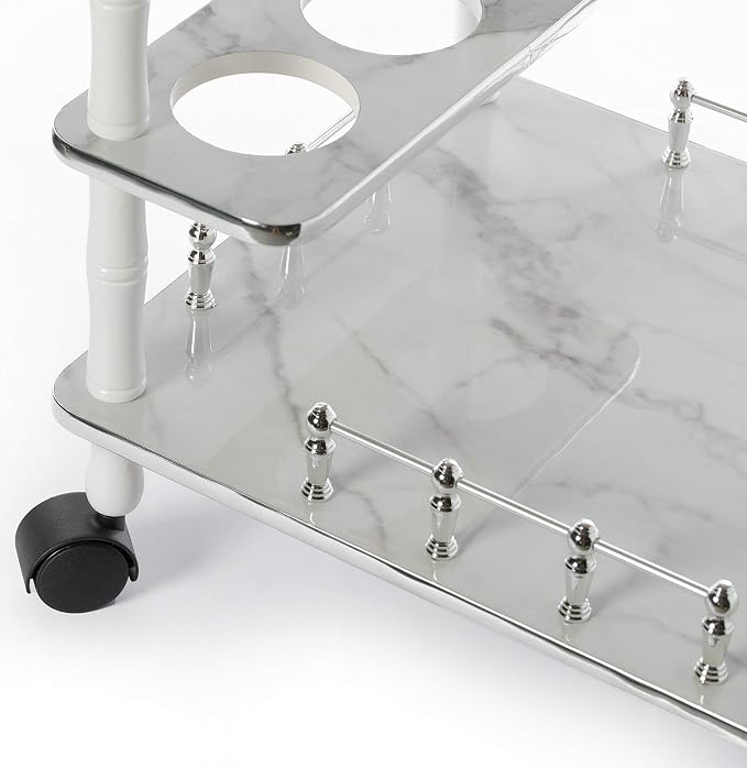 Serving Bar Cart Tea Trolley, 2 Tier Shelves on Rolling Wheels, Mobile Liquor - Image 5