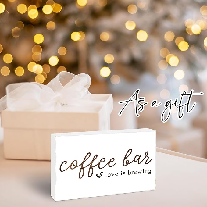 Coffee Bar Love Is Brewing Wooden Sign - Image 5