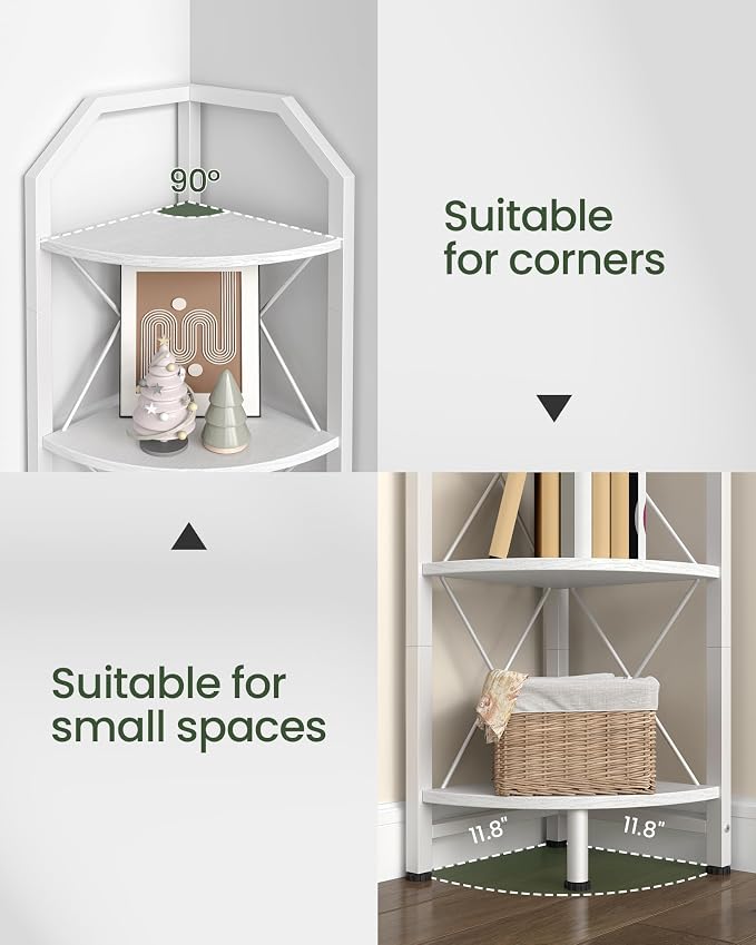 CHOEZON 4-Tier Corner Shelf, Industrial Corner Bookshelf, 47.6" Corner Storage - Image 3