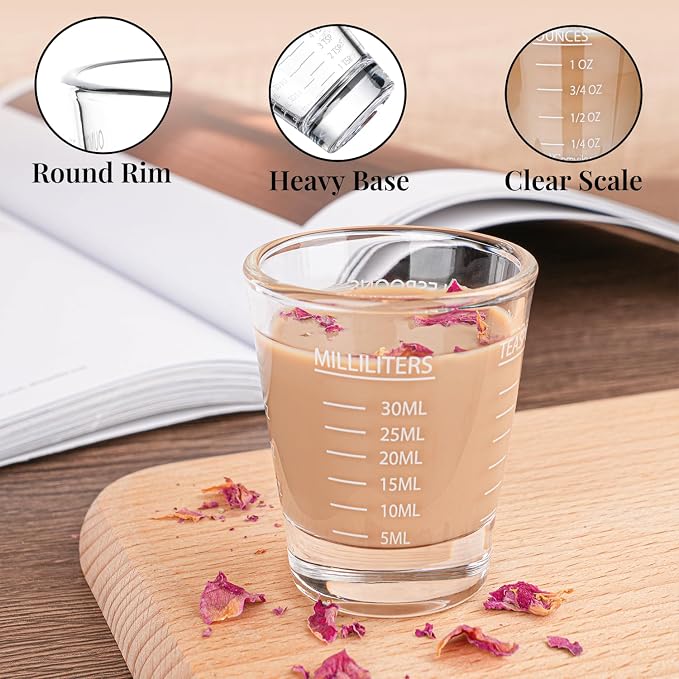 Shot Glasses Measuring cup Espresso Shot Glass Liquid Heavy Wine 2 Pack - Image 3
