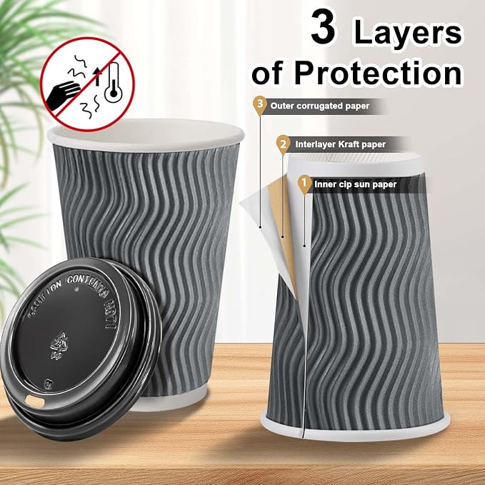 Clawsoff 100 Pack 16 oz Disposable Coffee Cups - Image 3