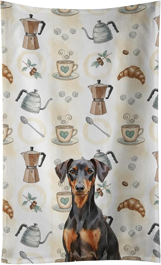 Caroline's Treasures German Pinscher Coffee Bar Kitchen Towel Velour Plush by CarolinesTreasures