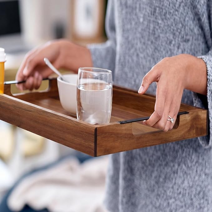 Sliner 2 Pcs Acacia Wood Serving Tray - Image 3