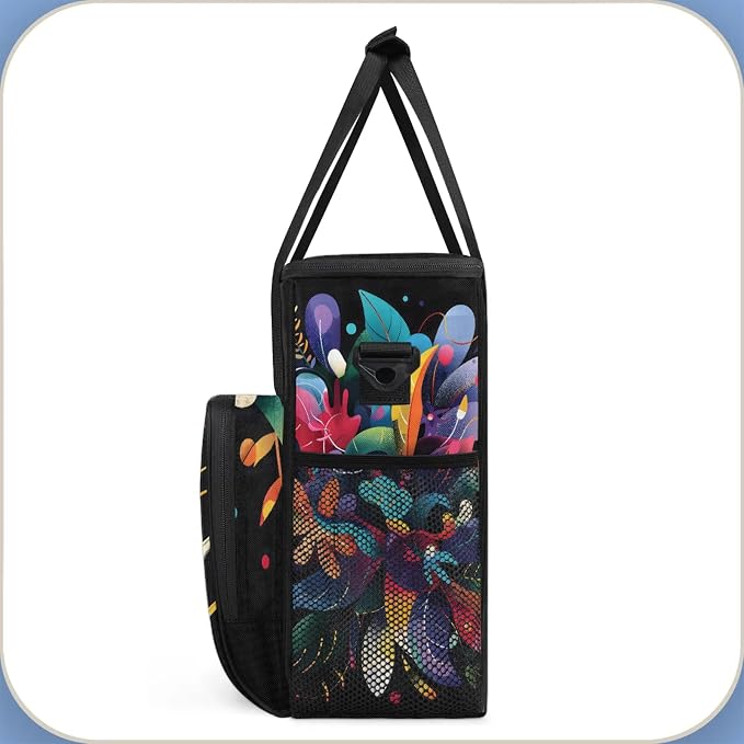 Abstract Flower Plant Leaf Coffee Maker Carring Bag, Large Insulated Storage - Image 4
